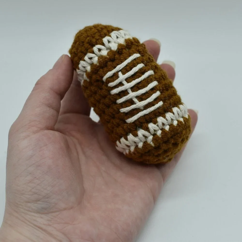 Hand crafted Crochet catnip Football cat toy